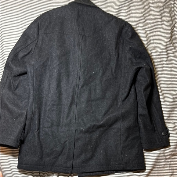 Calvin Klein Black Peacoat with Wide Lapels and Structured Shoulders - Picture 3 of 5